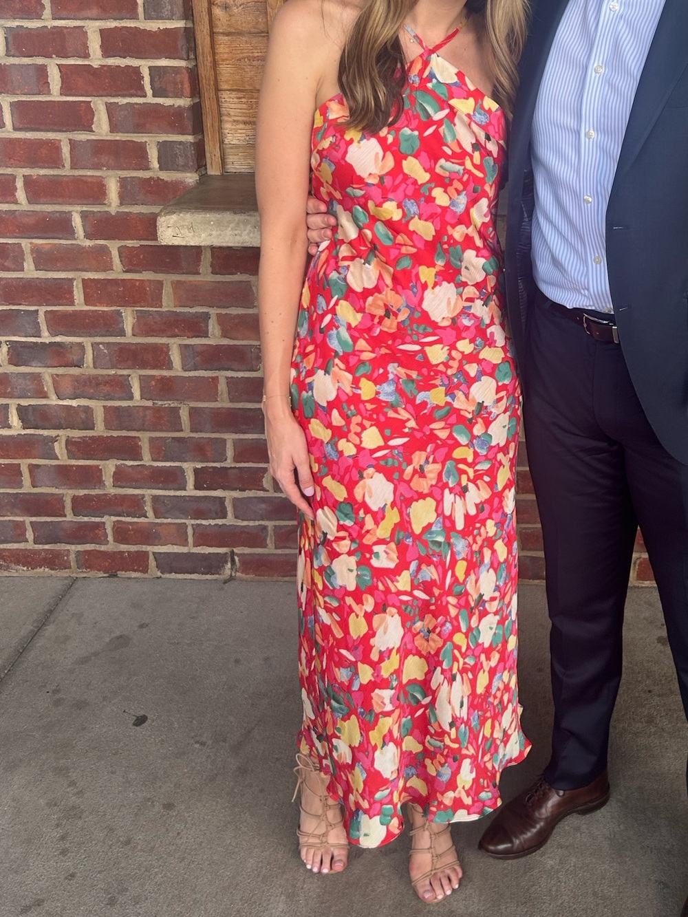 BCBGeneration Red Floral Midi Dress